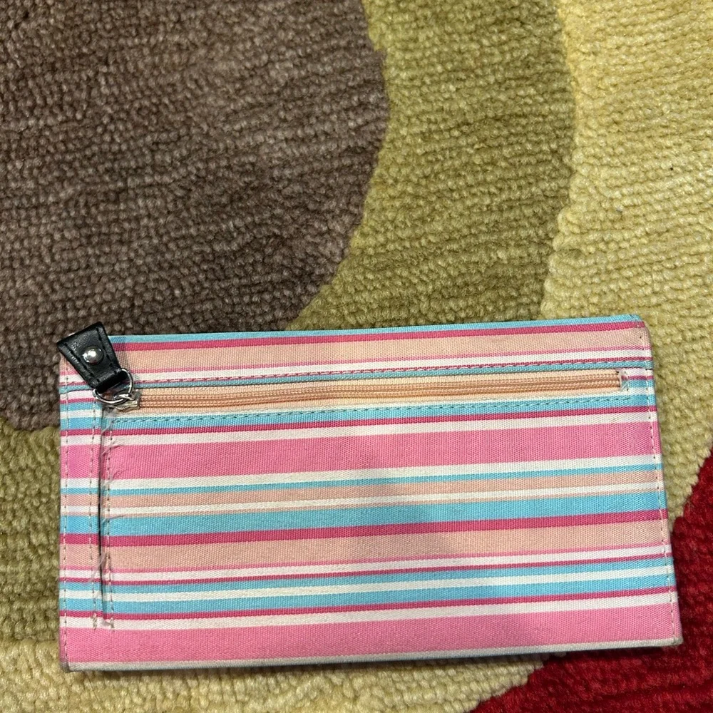 Kate Spade New York Vintage Retro Y2K Stripe Long Trifold Wallet Card Holder